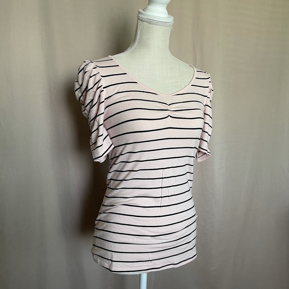 NWOT Pink with Black Stripes Top